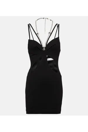 AREA Crystal-embellished cutout minidress