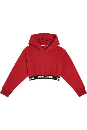 Palm Angels Logo cropped cotton jersey hoodie
