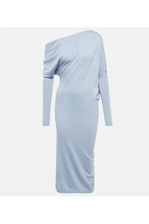 Tom Ford One-shoulder cashmere and silk midi dress