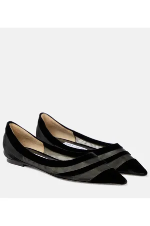 Jimmy Choo Love tulle-trimmed velvet ballet flats