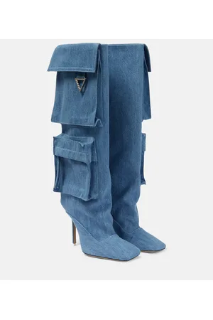 The Attico Sienna Tube denim knee-high boots