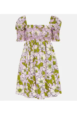 Tory Burch Floral smocked cotton minidress