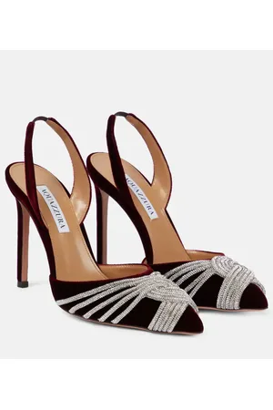 Aquazzura Gatsby 105 embellished velvet slingback pumps