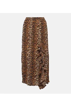 Ganni Leopard-print georgette midi skirt