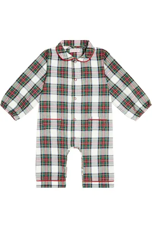 La Coqueta Baby Navidad tartan cotton onesie
