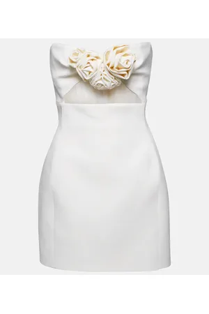 MAGDA BUTRYM Floral-appliquÃ© wool bustier dress