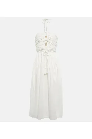 ULLA JOHNSON Emmaline halterneck cotton poplin midi dress
