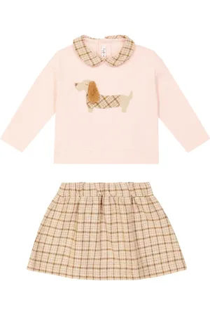 Il gufo Baby cotton-blend hoodie and skirt set