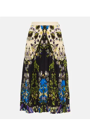 Etro Printed pleated midi skirt