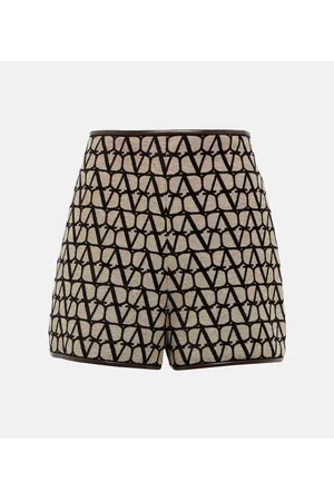 VALENTINO Toile Iconographe leather-trimmed shorts