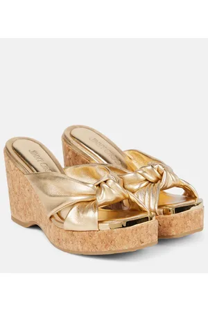 Jimmy Choo Avenue metallic leather wedge sandals