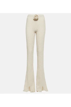 MAGDA BUTRYM Floral-appliquÃ© split-hem flared pants