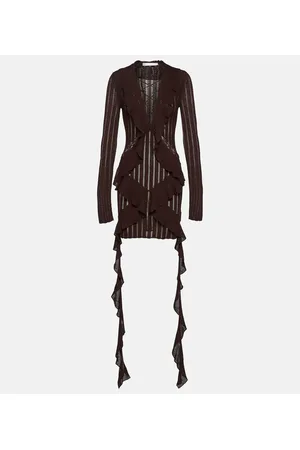 DION LEE Ruffled pointelle minidress