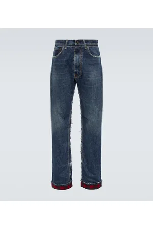 Maison Margiela X Pendleton distressed straight jeans