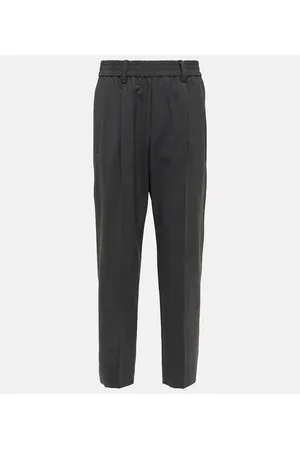 Brunello Cucinelli High-rise tapered wool-blend pants