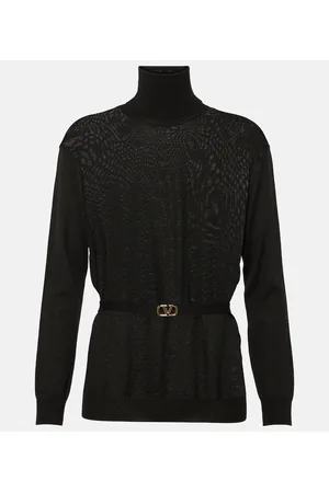 VALENTINO Belted virgin wool turtleneck sweater