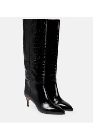 PARIS TEXAS Croc-effect leather knee-high boots