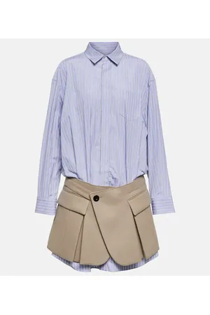 SACAI X Thomas Mason cotton and wool shirt dress