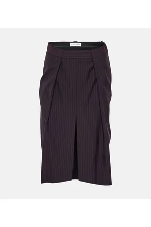 Victoria Beckham Herringbone chalk stripe midi skirt