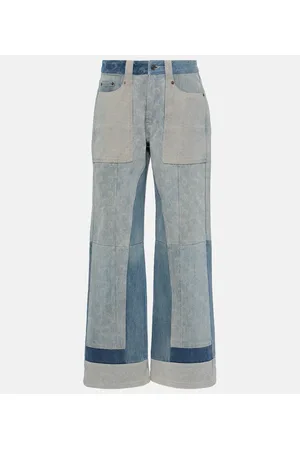 Marine Serre Patchwork high-rise wide-leg jeans