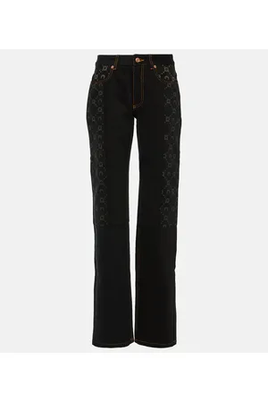 Marine Serre Printed high-rise straight jeans