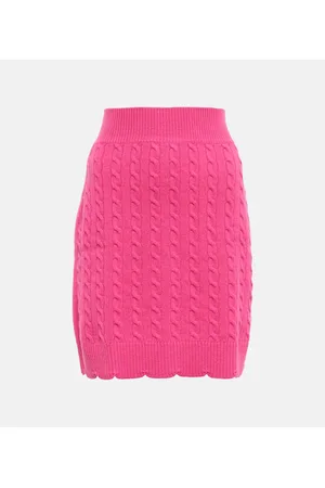 Patou Scalloped cable-knit wool miniskirt