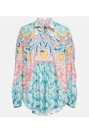 Etro Printed tie-neck georgette blouse
