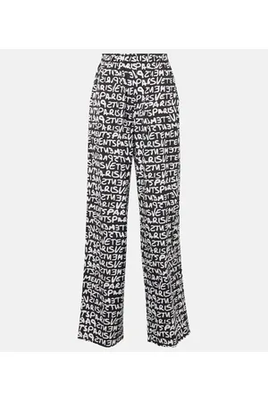 Vetements Printed high-rise cotton wide-leg pants