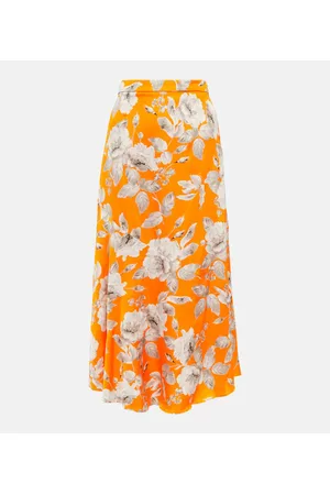Erdem Griselda floral satin midi skirt