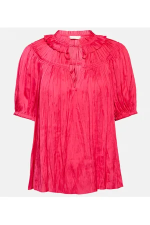 ULLA JOHNSON Eleni plisseÌ satin top