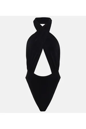 Norma Kamali Crossover halterneck bodysuit