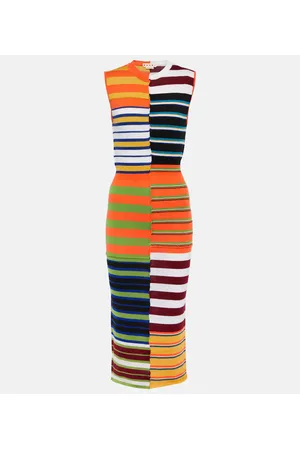 Marni Striped wool midi dress