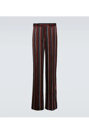 VERSACE High-rise striped straight crÃªpe pants