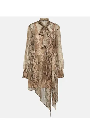 Stella McCartney Snake-effect silk chiffon shirt dress