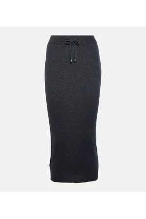 Brunello Cucinelli Ribbed-knit cashmere midi skirt