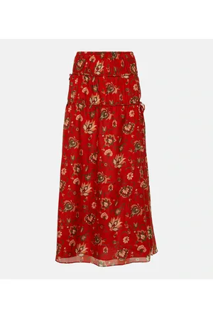 SIR Reyes printed cotton and silk maxi skirt
