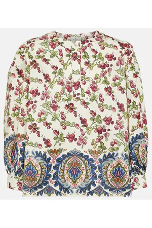Etro Printed ruffle-embellished top