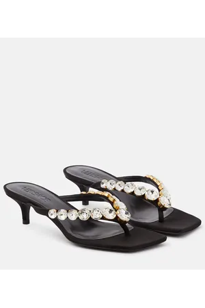 VERSACE High Summer embellished satin thong sandals