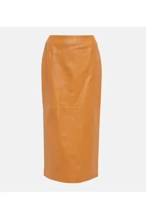 GABRIELA HEARST Manuela high-rise leather midi skirt