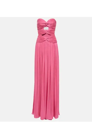 Costarellos Ambria gathered cutout gown
