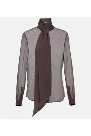 Saint Laurent LavalliÃ¨re silk muslin crÃªpe blouse