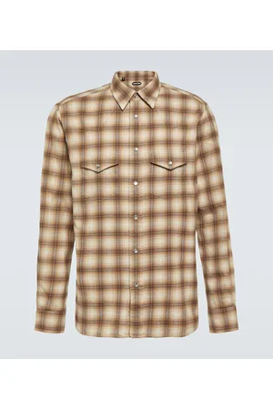 Tom Ford Checked cotton blend Oxford shirt