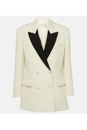 VALENTINO Double-breasted wool-blend crÃªpe blazer