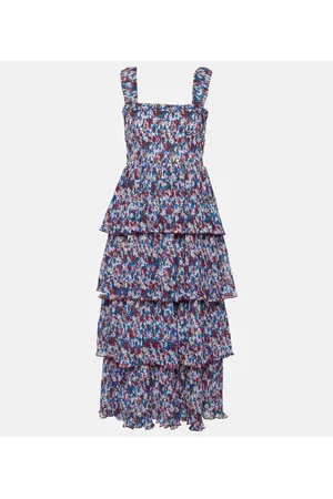 Ganni Floral pleated georgette midi dress