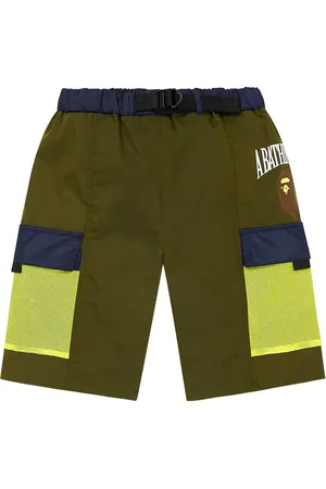 BAPE Logo mesh-trimmed cargo shorts