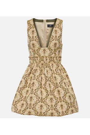 Etro Plunge-neck jacquard minidress