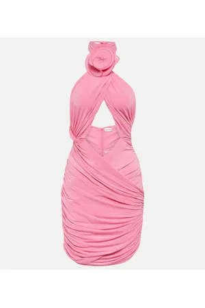 MAGDA BUTRYM Floral-appliquÃ© silk-blend minidress