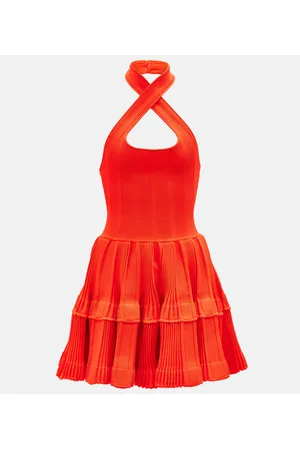 Alaïa AlaÃ¯a Ribbed-knit halterneck minidress