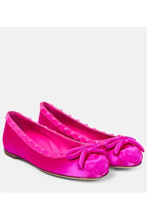 VALENTINO GARAVANI Rockstud satin ballet flats