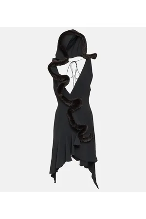 COPERNI Faux fur-trimmed jersey minidress